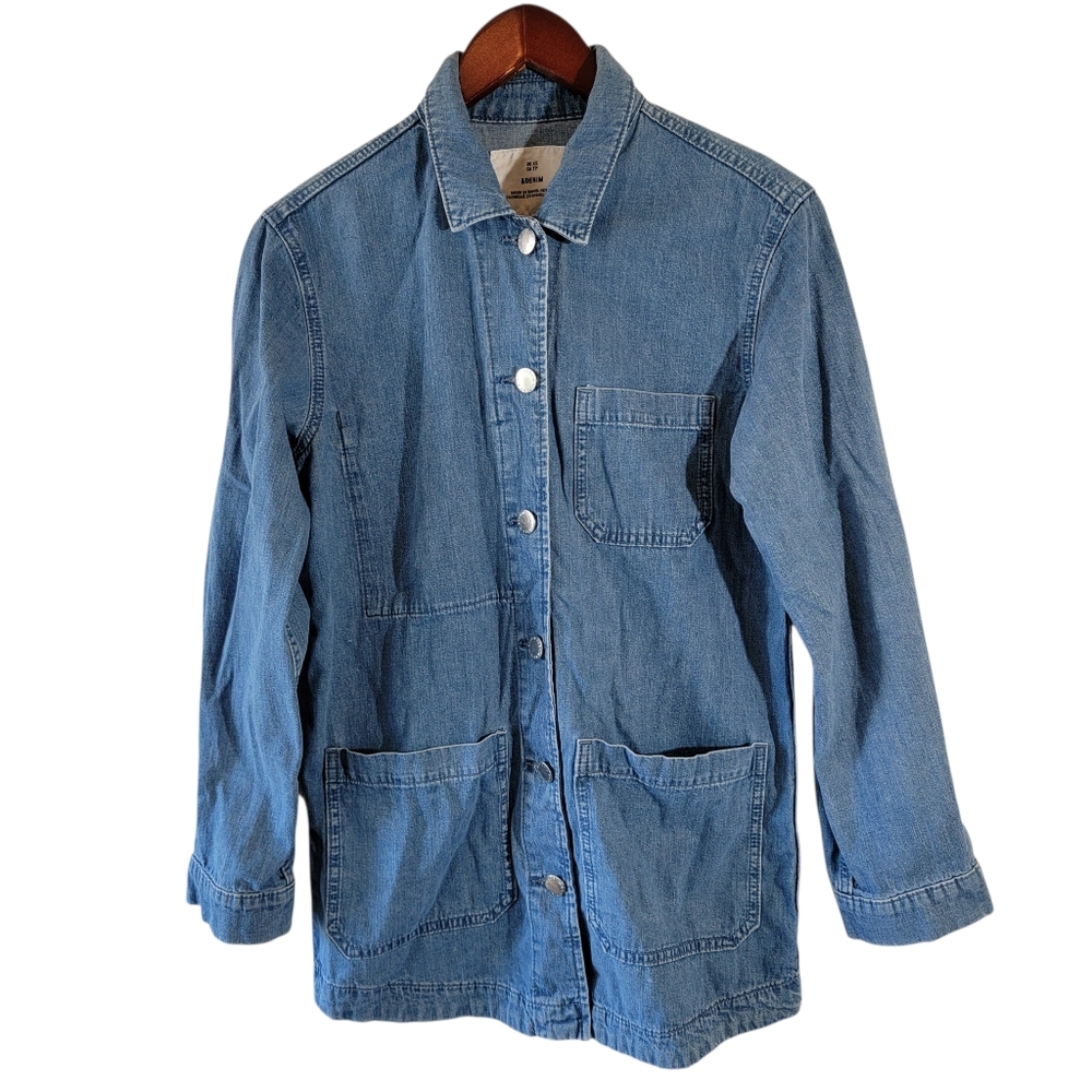 & DENIM Utility Chores Jacket Women's Sz XS Pocket Minimalist Workwear Preppy